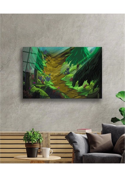 - Suluboya Orman Manzara Yeşil Cam Tablo fiyatları