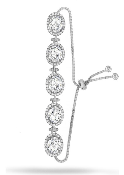 925 Ayar Gümüş Oval Taşlı Bileklik