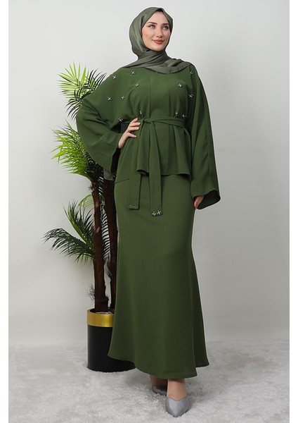 Taşlı Etekli Ikili Takım Haki