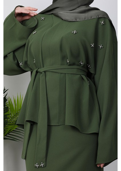 Taşlı Etekli Ikili Takım Haki fiyatları