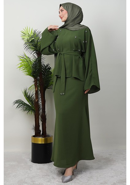 Taşlı Etekli Ikili Takım Haki modelleri