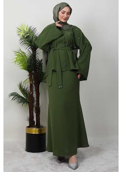 Taşlı Etekli Ikili Takım Haki fırsatları