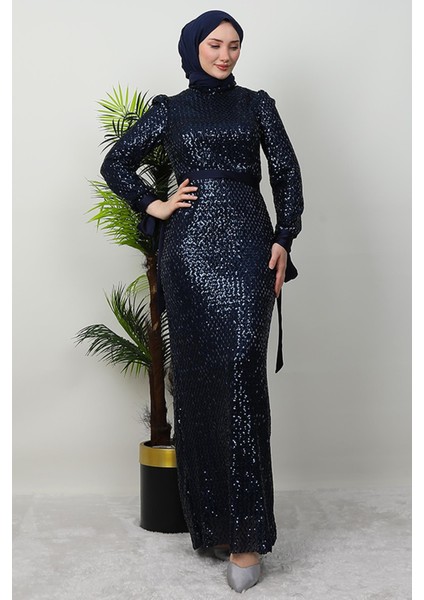 Saten Detay Kalem Elbise Lacivert fırsatları