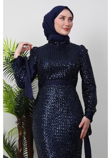 Saten Detay Kalem Elbise Lacivert indirimleri
