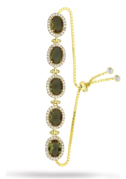 925 Ayar Gümüş Zultanit Oval Taşlı Bileklik