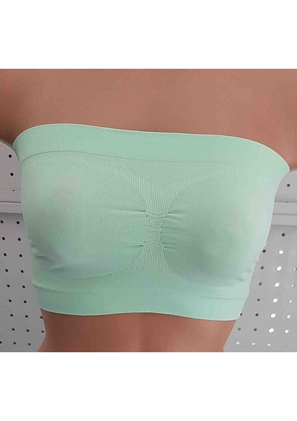 Kadın Strapless Büstiyeri 2'li Paket Beden S-M Renk Su Yeşili- Somon