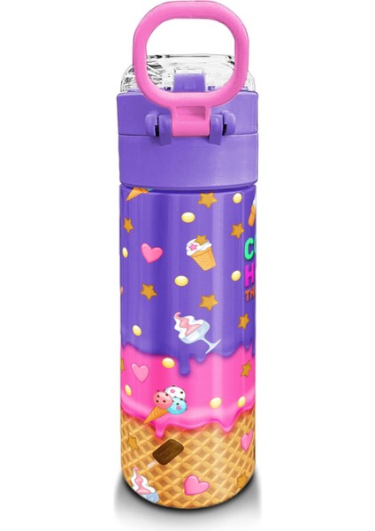 Kids Pembe Turkuaz K-Pop Desenli Pipetli ve Direkt Içim Çelik Termos 500 ml 31989 modelleri