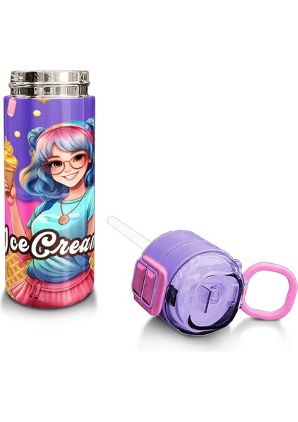 Kids Pembe Turkuaz K-Pop Desenli Pipetli ve Direkt Içim Çelik Termos 500 ml 31989 fırsatları