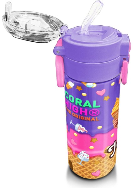 Kids Pembe Turkuaz K-Pop Desenli Pipetli ve Direkt Içim Çelik Termos 500 ml 31989 indirimleri