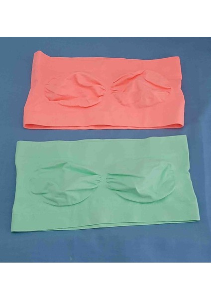 Kadın Strapless Büstiyeri 2'li Paket Beden L-Xl Renk Somon - Su Yeşili fırsatları