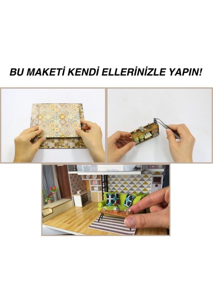 Kendin Yap Minyatür Modern Villa | Minyatür Maket Ev | 3D Ahşap Puzzle, Yetişkinler İçin El Yapımı Hediye