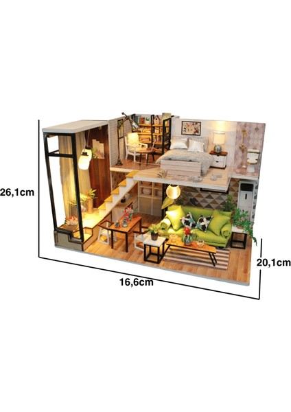 Kendin Yap Minyatür Modern Villa | Minyatür Maket Ev | 3D Ahşap Puzzle, Yetişkinler İçin El Yapımı Hediye