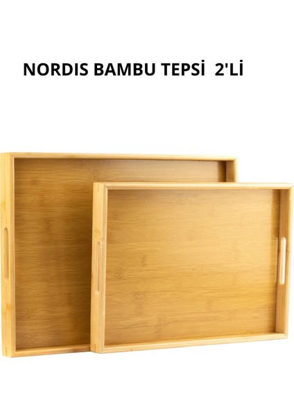 Bambu 2li Tepsi Sunum Çay ve Kahvaltılık Tepsisi Basic Lüks 46/33/40/28 cm