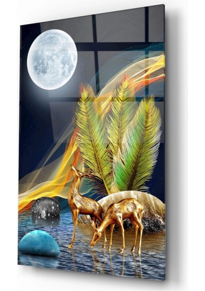 - Gold Geyikler Cam Tablo fiyatları