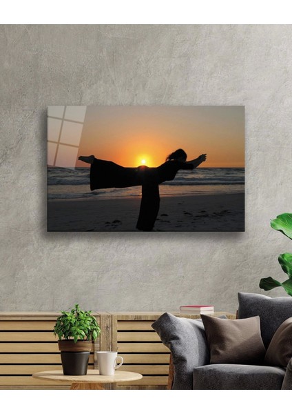 - Gün Batımı Deniz Manzarası Sahilde Yoga Yapan Kadın fiyatları