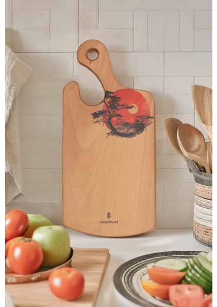 Yekpare Masif Ahşap Sunum Tahtası Kesme Tahtası Desenli Kayın Large fiyatları