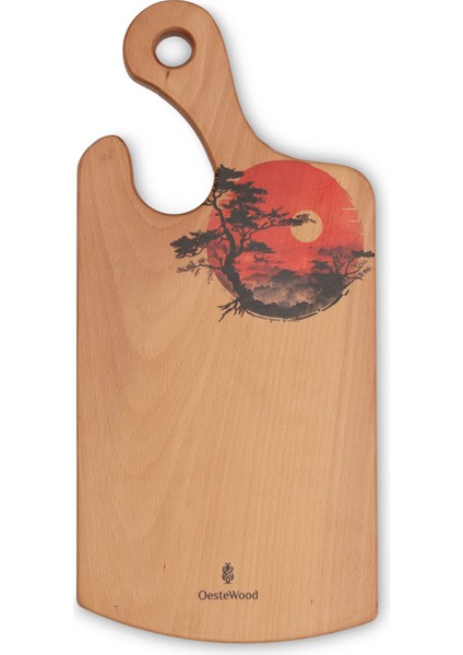 Yekpare Masif Ahşap Sunum Tahtası Kesme Tahtası Desenli Kayın Large indirimleri