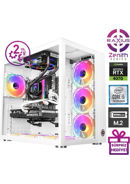 Zenith Z2 I5 4070-144F014 I5-14400F 32 GB 2 TB SSD RTX4070 Windows 11 Pro Gaming Masaüstü Bilgisayar