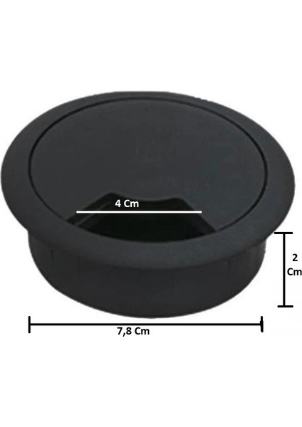 Masa Üstü Kablo Kanalı Deliği Kapağı Siyah Masa Kapağı 8 cm (5 Adet)