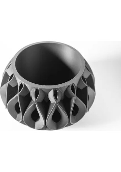 Geometrik Örüntü Tasarımlı Modern Siyah Vazo
