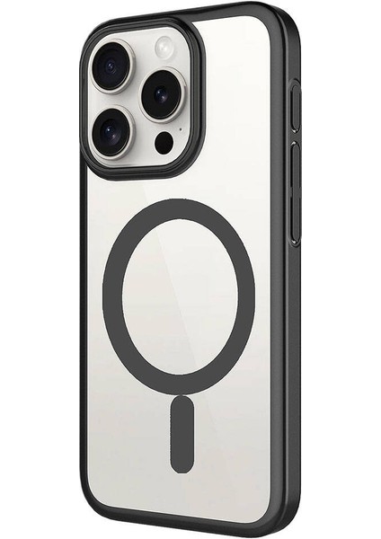Apple iPhone 15 Pro Max Kılıf Wireless Şarj Özellikli Sert Pc Zore Mat Riksos Magsafe Kapak-Lacivert