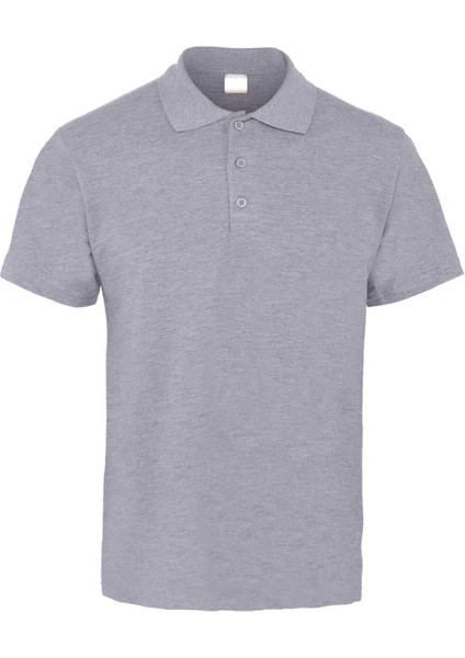Örme Kumaş Polo Yaka Kısa Kollu Tshirt Gri