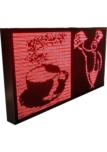 Ledgrafık 32X64 cm Çift Taraflı Kayan Yazı Kırmızı LED Tabela Telefondan Wifi ile Kontrol