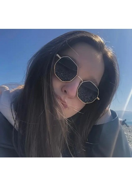 Sarı Metal Çerçeveli Geometrik Unisex Gözlük fiyatları