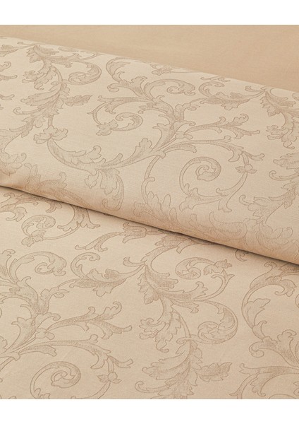 Royal Scroll Jakarlı Pamuk Saten King Size Nevresim Takımı 240 x 220 cm Antik Gold