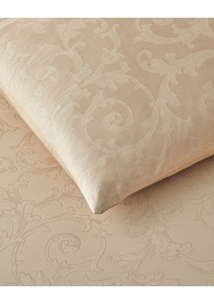 Royal Scroll Jakarlı Pamuk Saten King Size Nevresim Takımı 240 x 220 cm Antik Gold