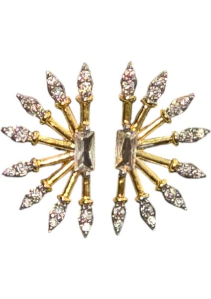 Gold Zirkon Taş Kutup Yıldızı Küpe