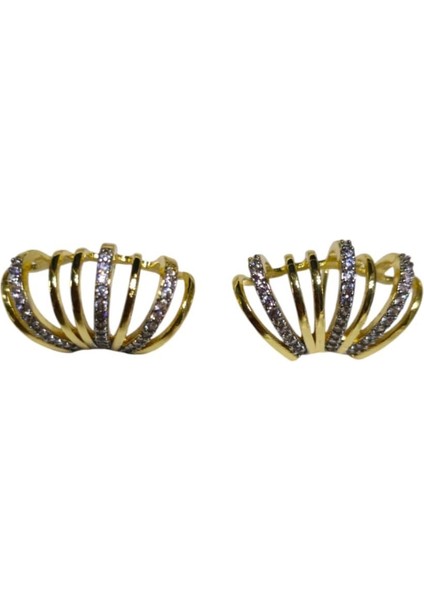 Gold Zirkon Taş Mini Halkalar Küpe