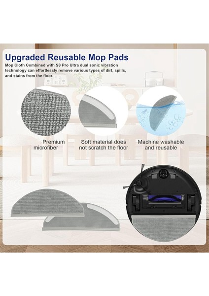 Robovac X8/ X8 Hybrid/ Pro Robot Süpürge Ana Yan Fırça Hepa Filtreleri Paspas Bezi Yedek Parçaları (Yurt Dışından)