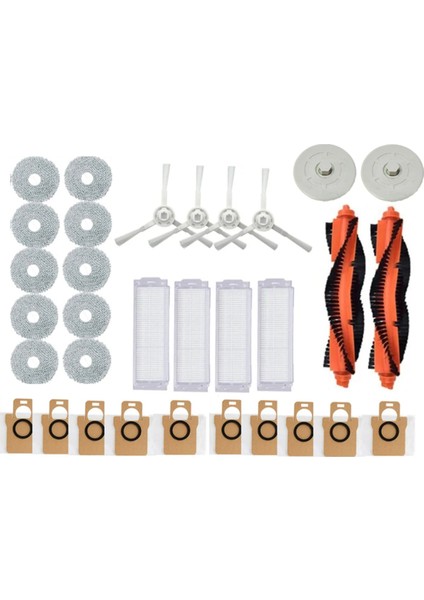 M30 Pro C107 Robot Süpürge Için 32 Adet Yedek Parça Ana Yan Fırça Paspas Bezi Tutucu Hepa Filtre Toz Torbası (Yurt Dışından)