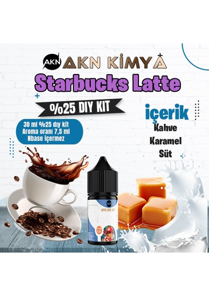 Starbucks Latte Yoğun Dıy Kit Kahve Karamel Süt Gıda Aroması %25 Oranda Aroma İçerir (Hazır Değildir )