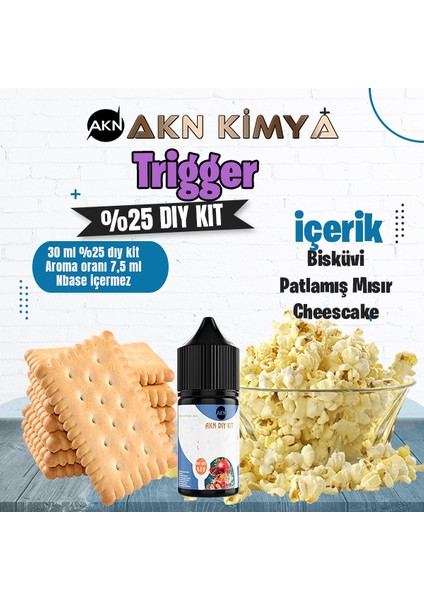 Trigger Yoğun Dıy Kit Bisküvi Patlamış Mısır Gıda Aroması %25 Oranda Aroma İçerir (Hazır Değildir )