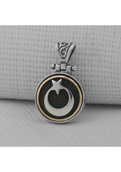 Beyaz Ayyıldız Tasarımlı Ortası Dönen 925 Ayar Gümüş Kolye Ucu