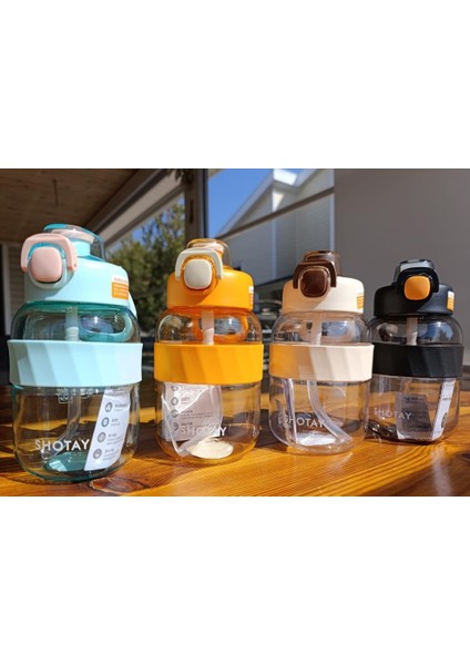 Pipetli Su Matarası Tritan Siyah 700ML