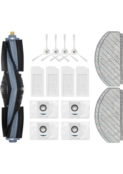 T10 / Plus / X1 Robot Süpürge Yedek Parçası Için 17 Adet Ana Yan Fırça Filtre Toz Torbası Paspas Bezi (Yurt Dışından)