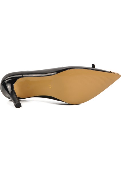 Siyah Rugan Ince Topuk Hafif Kadın Topuklu Ayakkabı indirimleri