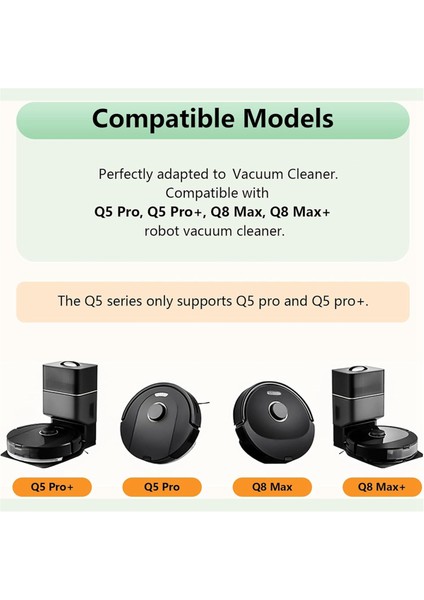 Q8 Max Max+(Plus) Q5 Pro Pro+(Plus) Robot Süpürge Ana Yan Fırça Hepa Filtre Paspas Torbaları (Yurt Dışından)