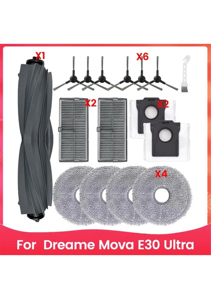 E30 Ultra Elektrikli Süpürge Için 16 Adet Aksesuar Seti Ana Yan Fırça Hepa Filtre Paspas Pedi Toz Torbaları (Yurt Dışından)