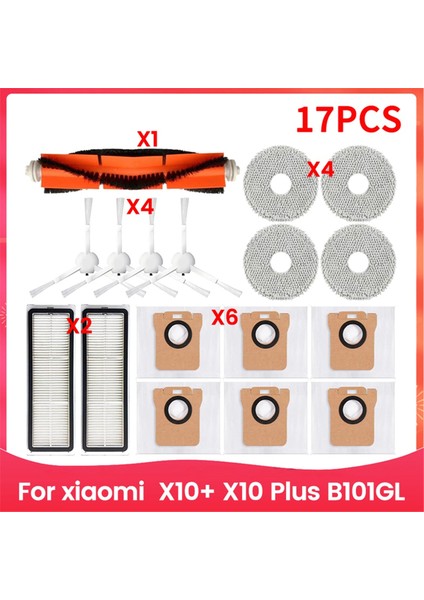 Robot Vakum X10+ X10 Plus B101GL Yedek Parçalar Aksesuarlar Ana Yan Fırça Hepa Filtre Toz Torbası Paçavralar (Yurt Dışından)
