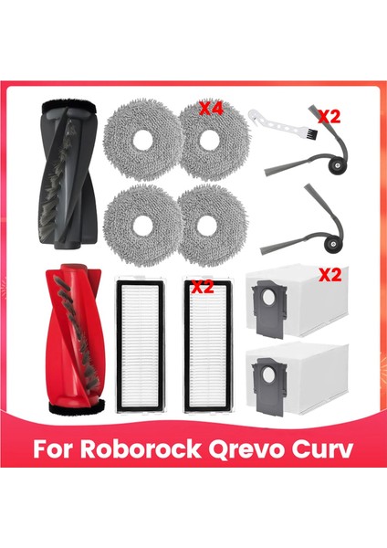 Qrevo Curv Elektrikli Süpürge Yedek Parçaları Ana Yan Fırça Hepa Filtre Paspas Bezi Toz Torbaları (Yurt Dışından)