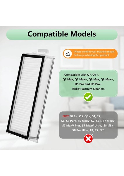 4 Paket Yıkanabilir Filtre , +, Max, Max+, Q5 Pro, Pro+, Q8 Max+ Robot Süpürge Hepa (Yurt Dışından)