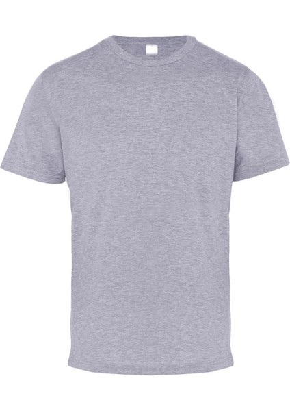 Penye Kumaş Bisiklet Yaka Kısa Kollu Tshirt Gri