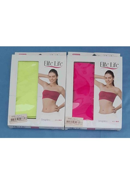 Kadın Strapless Büstiyeri 2'li Paket Beden L-Xl Renk Fuşya-Sarı indirimleri