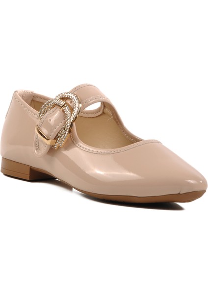 Bej Rugan Tokalı Kadın Abiye Ayakkabı