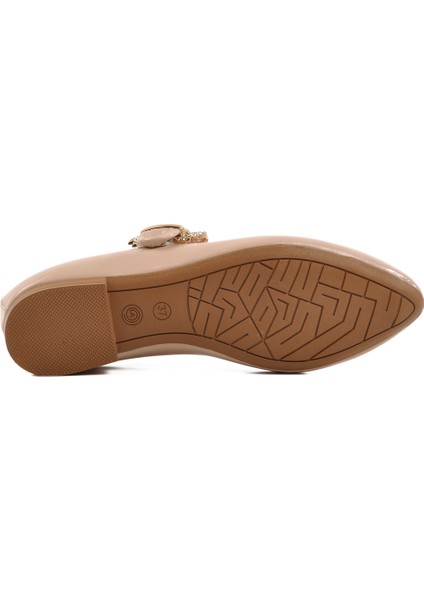 Bej Rugan Tokalı Kadın Abiye Ayakkabı indirimleri