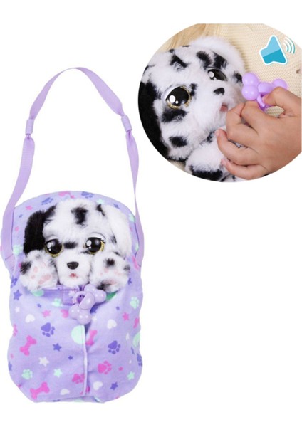 Baby Paws Sesli Yavru Köpek Pelüş 20 cm - Dalmaçyalı Mor Çanta